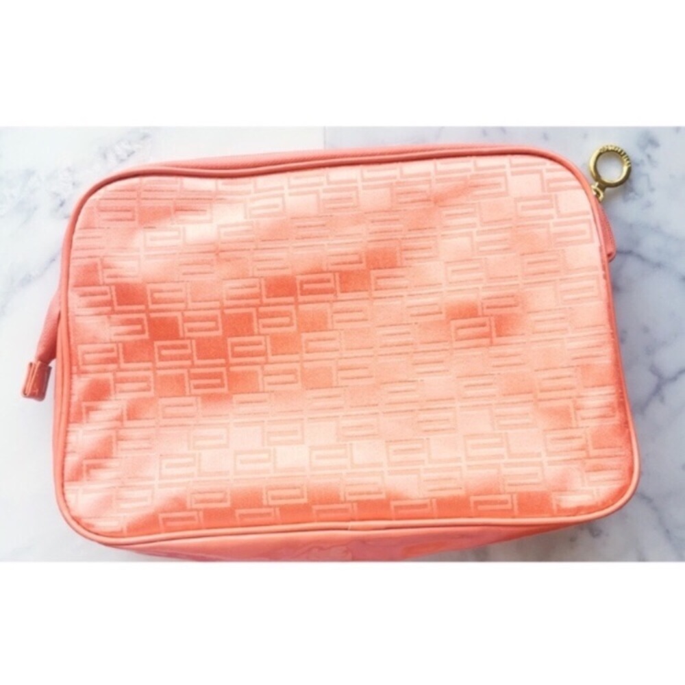 NWOT Estée Lauder coral monogram cosmetic bag